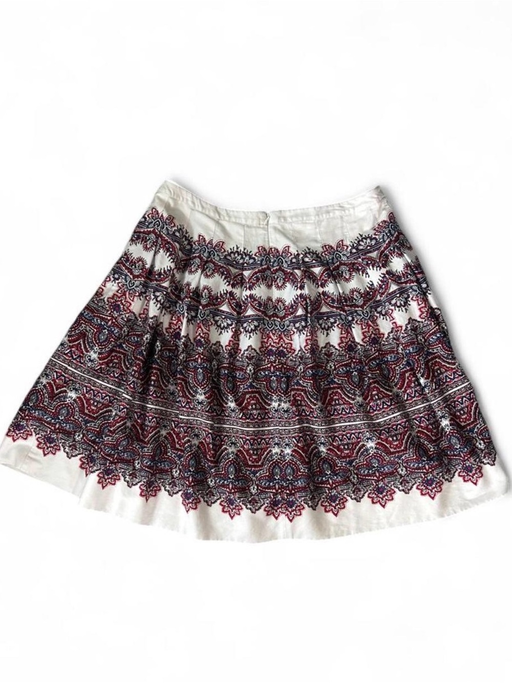 Talbots white/red paisley print midi skirt